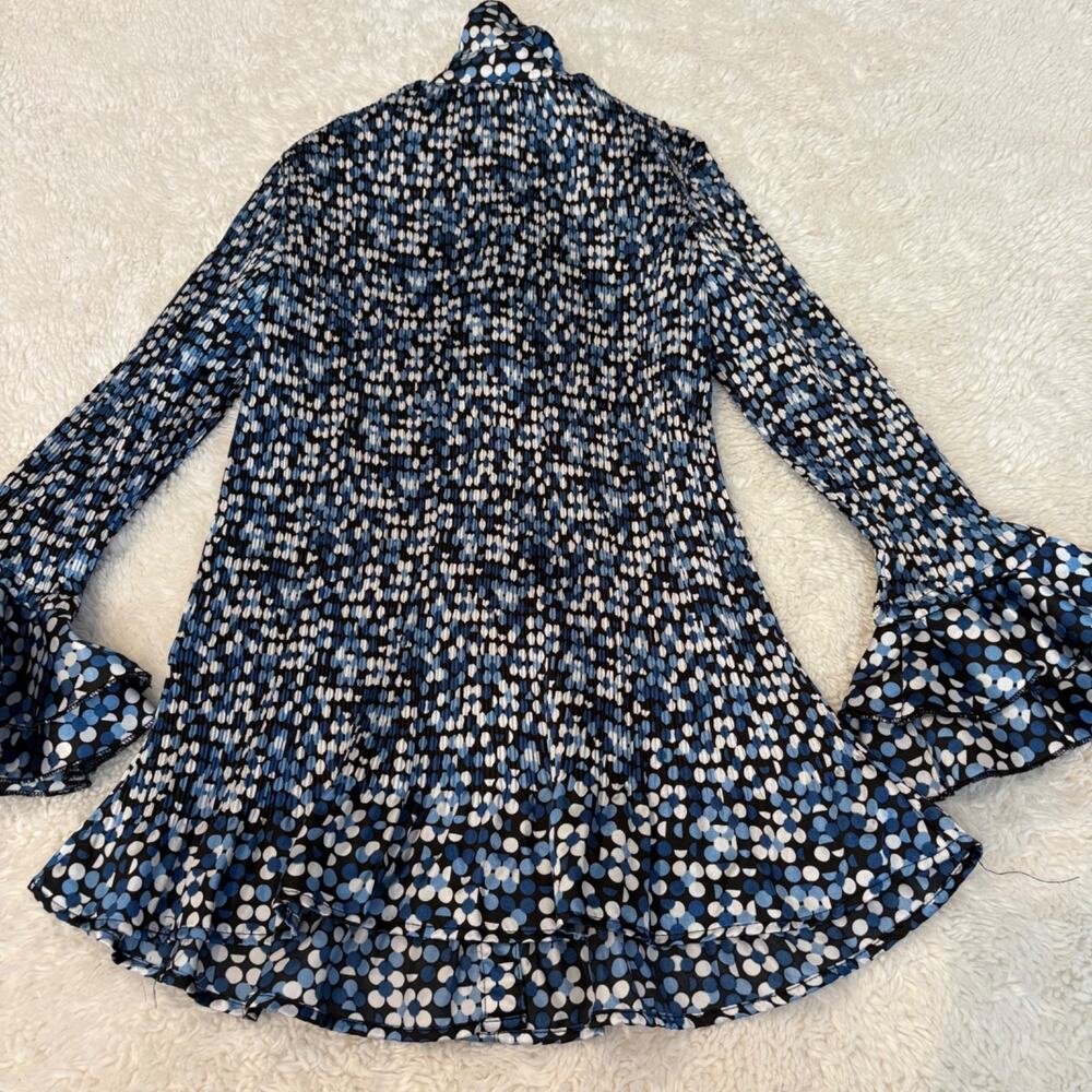VTG 90s Womens Multicolor Geometric Bell Sleeve Button Up Retro Boho Indie Fun - Picture 2 of 7